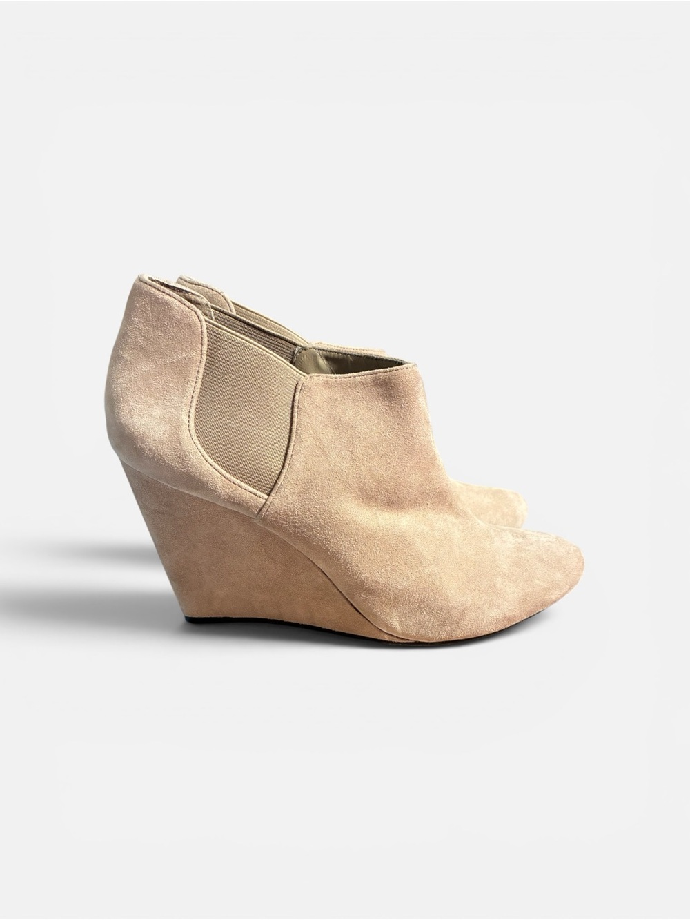 Vince Camuto Taupe Suede Wedge Booties